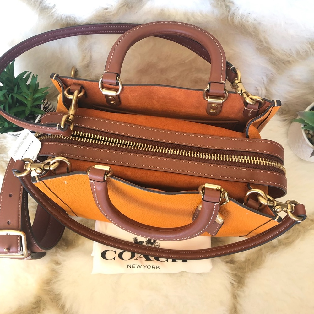 Authentic Brand New Coach Rogue 25 C5575 In Colorblock Brass/Papaya Multi - Picture 5 of 15